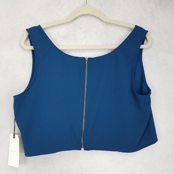 NEW Leith Nordstrom Women's Plus 1X Top Teal Exposed Zipper Crop Tank Sleeveless - Picture 3 of 7